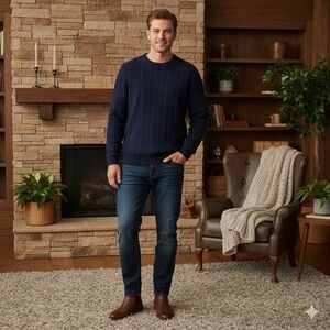 Arnold Palmer XL navy cable knit sweater #grandpacore#preppy #nauticual